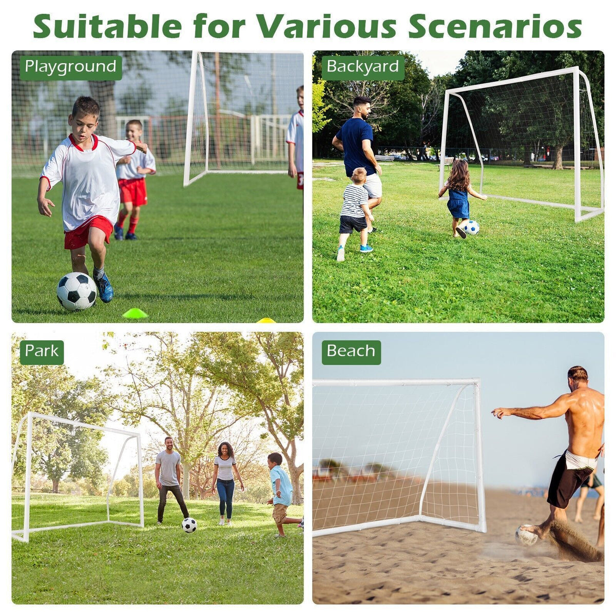 COSTWAY All Weather Soccer Goal Football Training Equipment W/Upvc Pipes