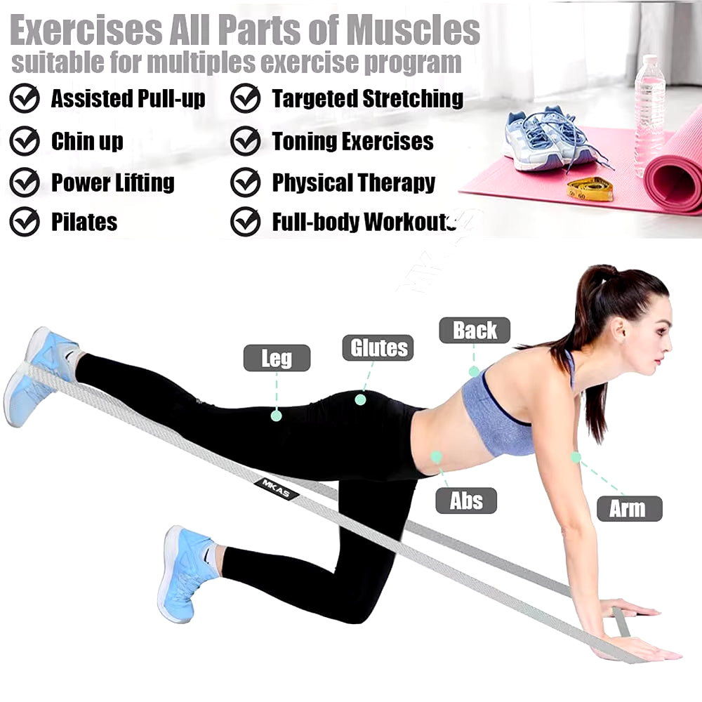 Long Resistance Loop Band Set Unisex Fitness Yoga Elastic Bands Hip Circle Thigh Squat Band Workout Gym Equipment for Home