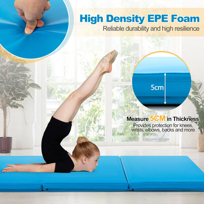Tri-Fold Folding Exercise Mat with PU Leather Cover