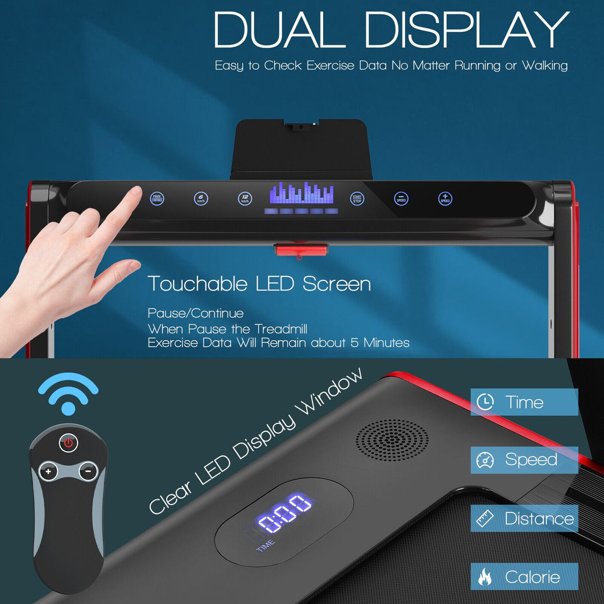2-In-1 Folding under Desk Treadmill with Dual LED Display