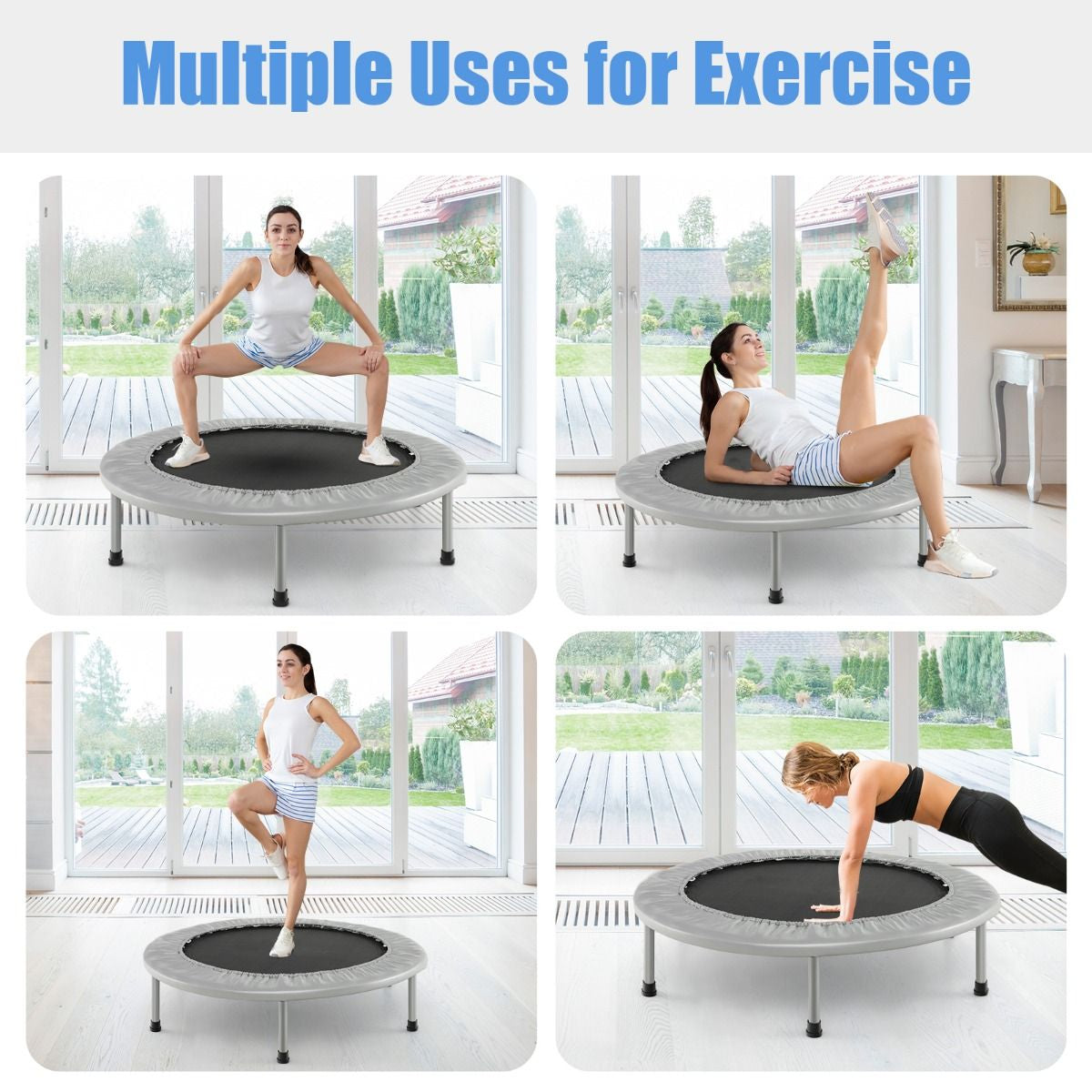 Foldable Mini Trampoline with Springs and Padded Cover