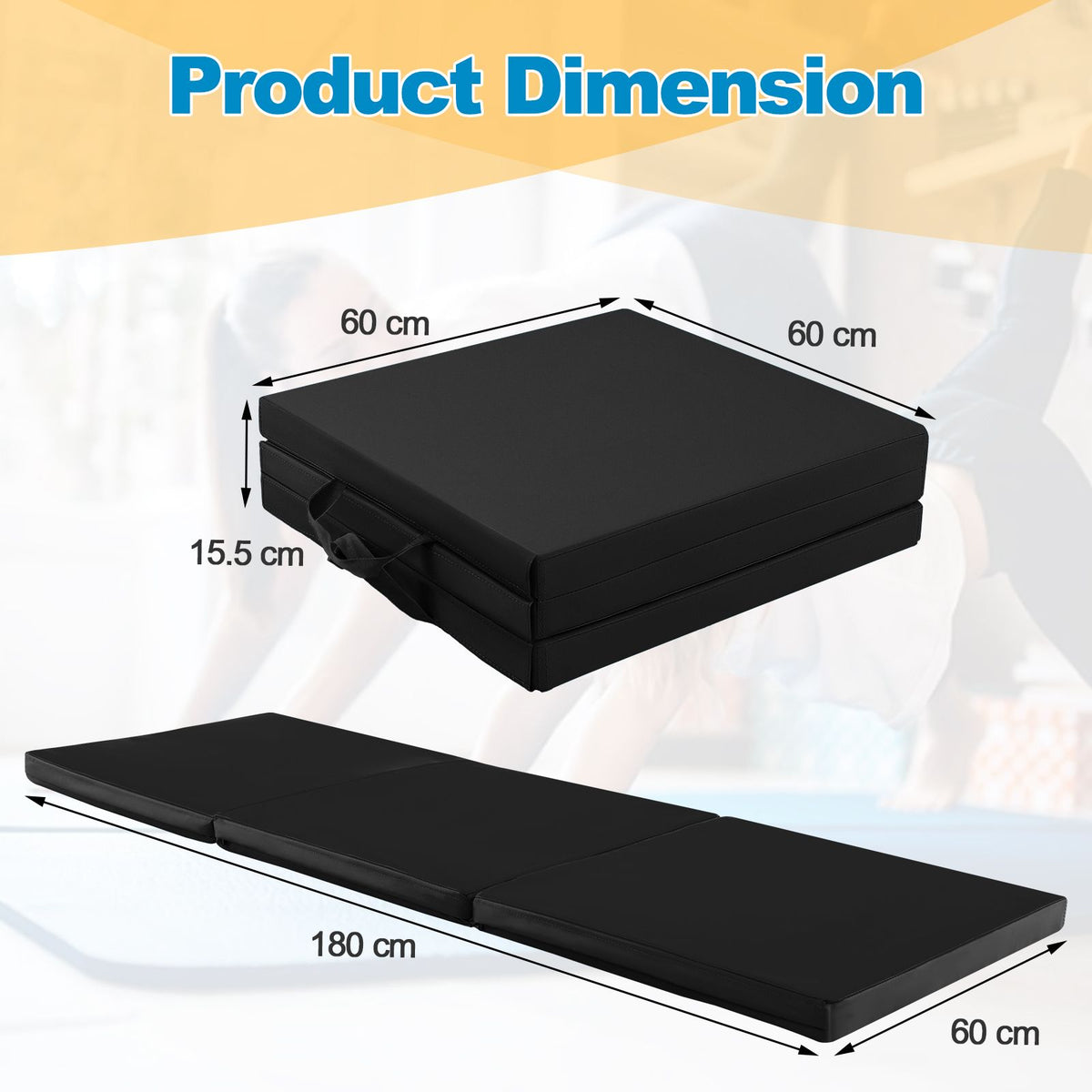 Tri-Fold Folding Exercise Mat with PU Leather Cover