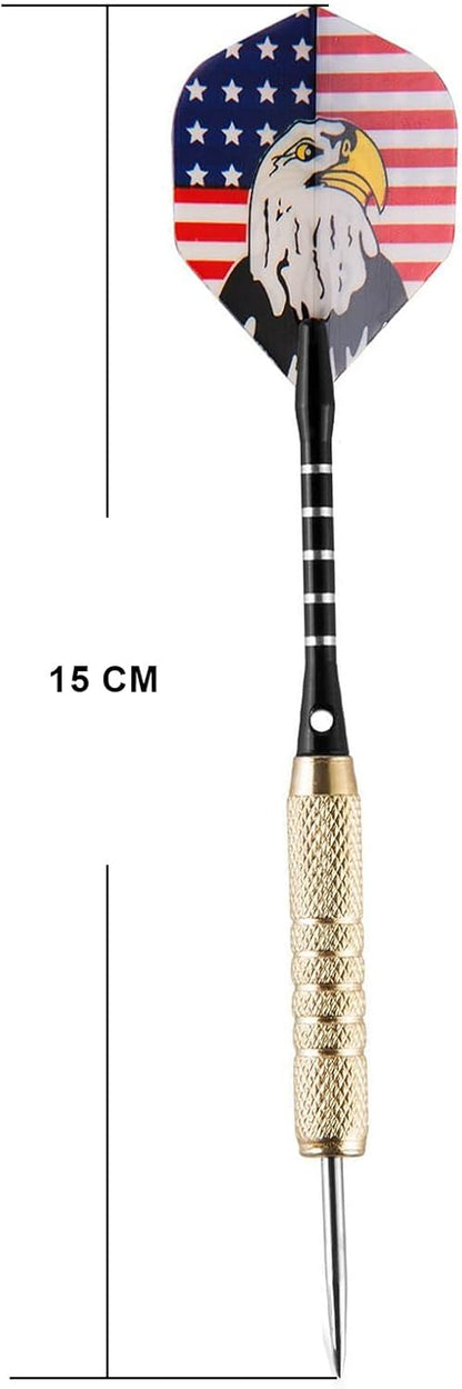 15 Pack Steel Darts 18 Grams Tip Set with Dart Sharpener and 21 Flights, Aluminum Shafts & Brass Barrels, Levels in Every Rec Room, Man Cave, Bar and Game Room