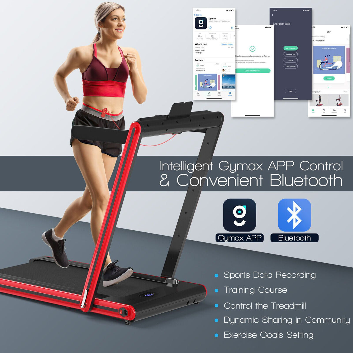 2-In-1 Folding under Desk Treadmill with Dual LED Display