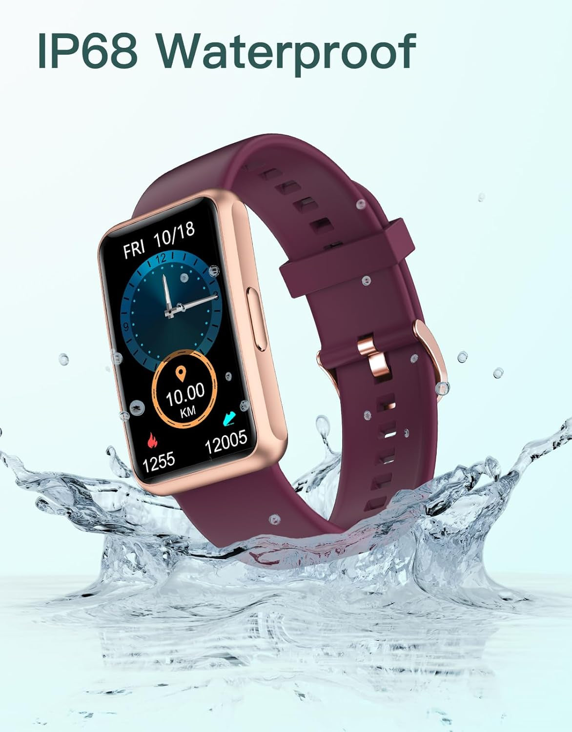 Fitness Tracker No Bluetooth No APP No Phone Needed, Fitness Watch for Men Women Parents IP68 Waterproof with Full Touch Screen Steps Calories Counter Sleep Tracker Alarm Clocks (Purple)