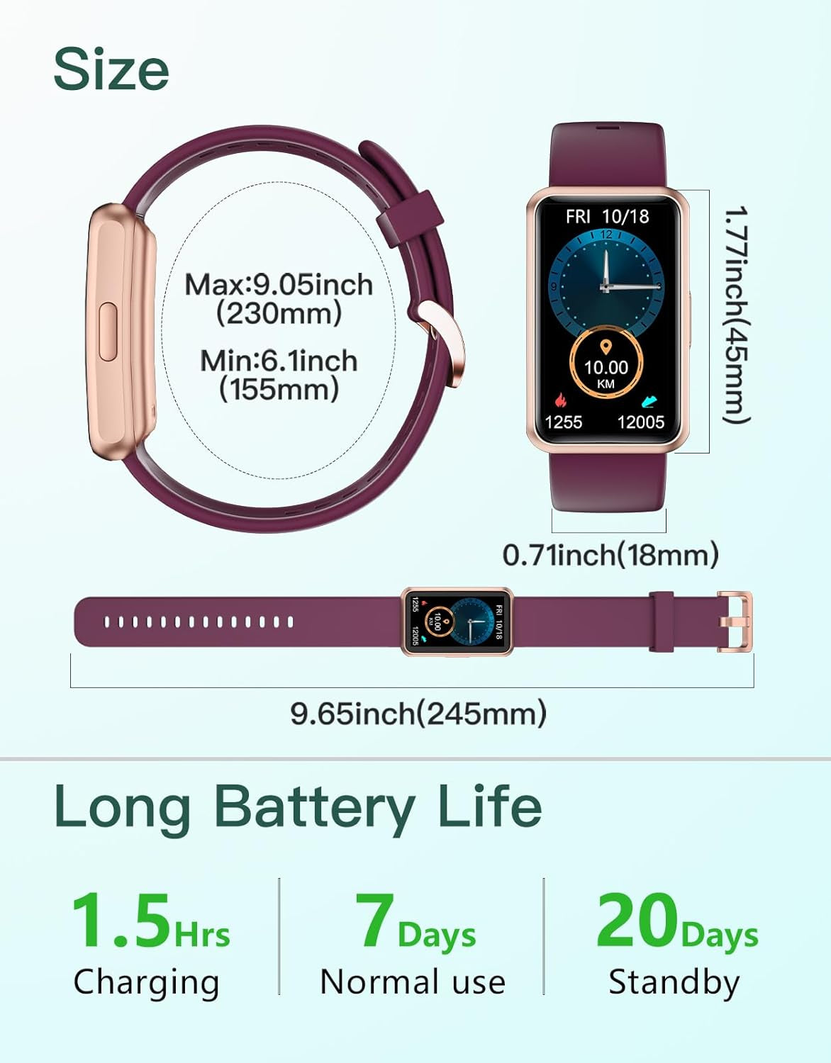 Fitness Tracker No Bluetooth No APP No Phone Needed, Fitness Watch for Men Women Parents IP68 Waterproof with Full Touch Screen Steps Calories Counter Sleep Tracker Alarm Clocks (Purple)