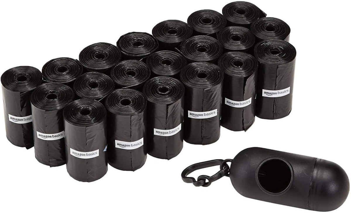 Dog Poop/Waste Bags with Dispenser and Leash Clip, Unscented, 300 Bags (20 Packs of 15 Bags)