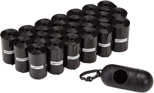 Dog Poop/Waste Bags with Dispenser and Leash Clip, Unscented, 300 Bags (20 Packs of 15 Bags)