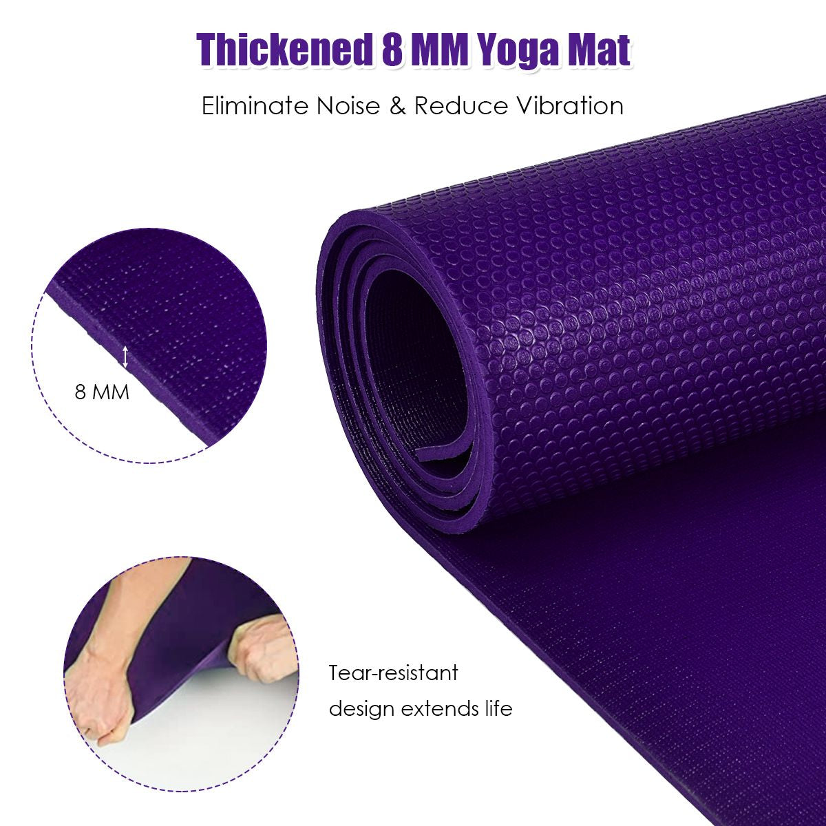 182 Cm Thick Exercise Yoga Mat with Double-Sided Non-Slip Design