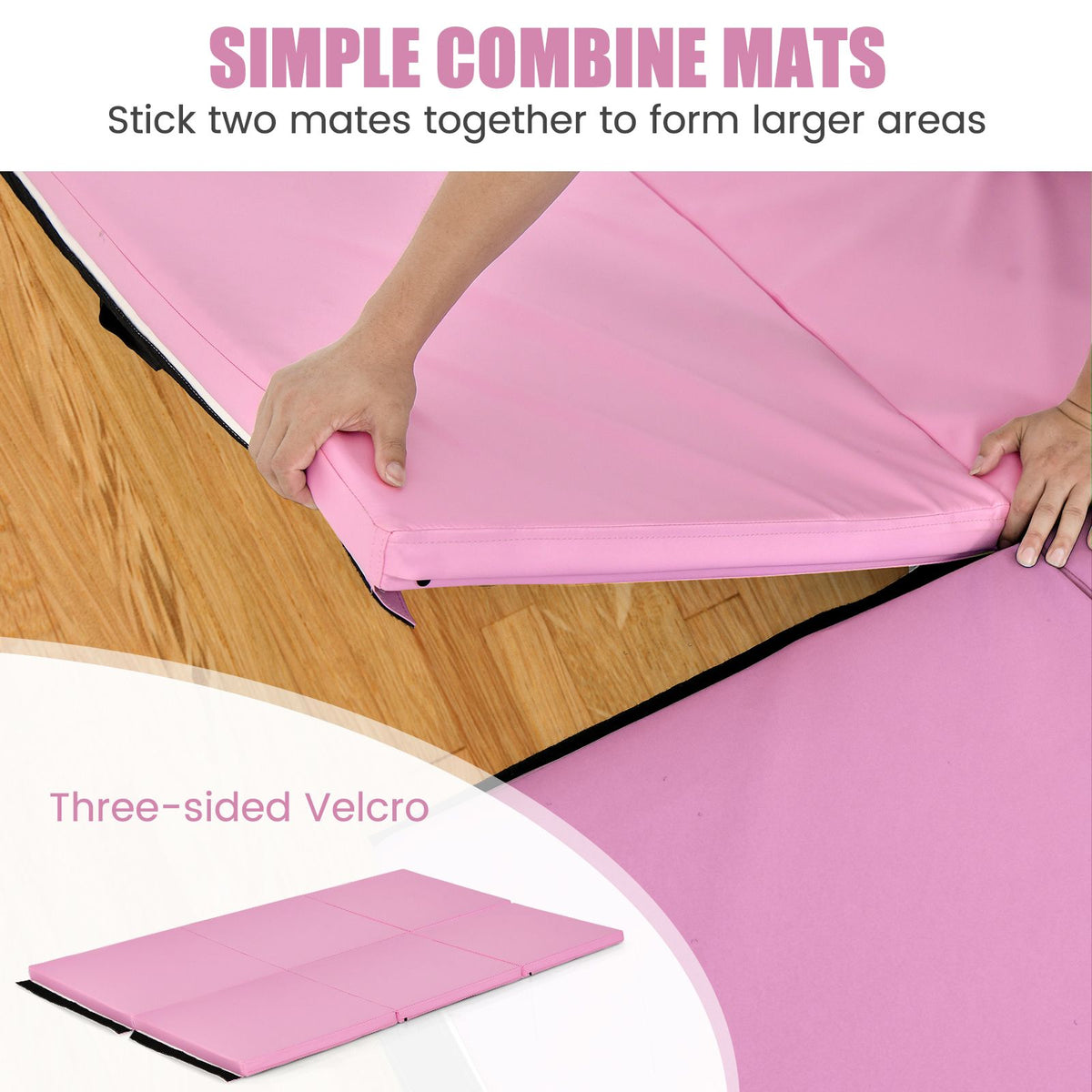 Tri-Fold Folding Exercise Mat with PU Leather Cover