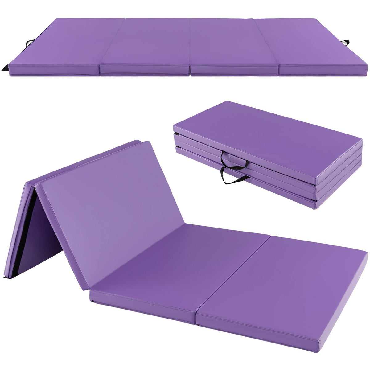 Folding Gymnastics Mat with Carry Handles Hook and Loop Fasteners
