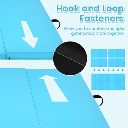 Folding Gymnastics Mat with Carry Handles Hook and Loop Fasteners