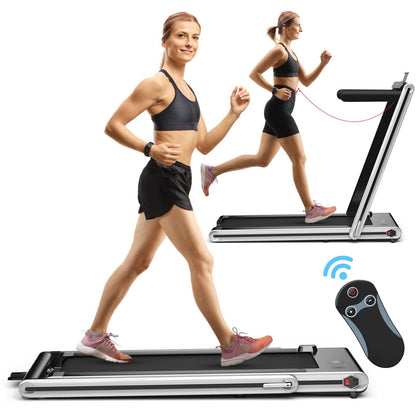2-In-1 Folding under Desk Treadmill with Dual LED Display
