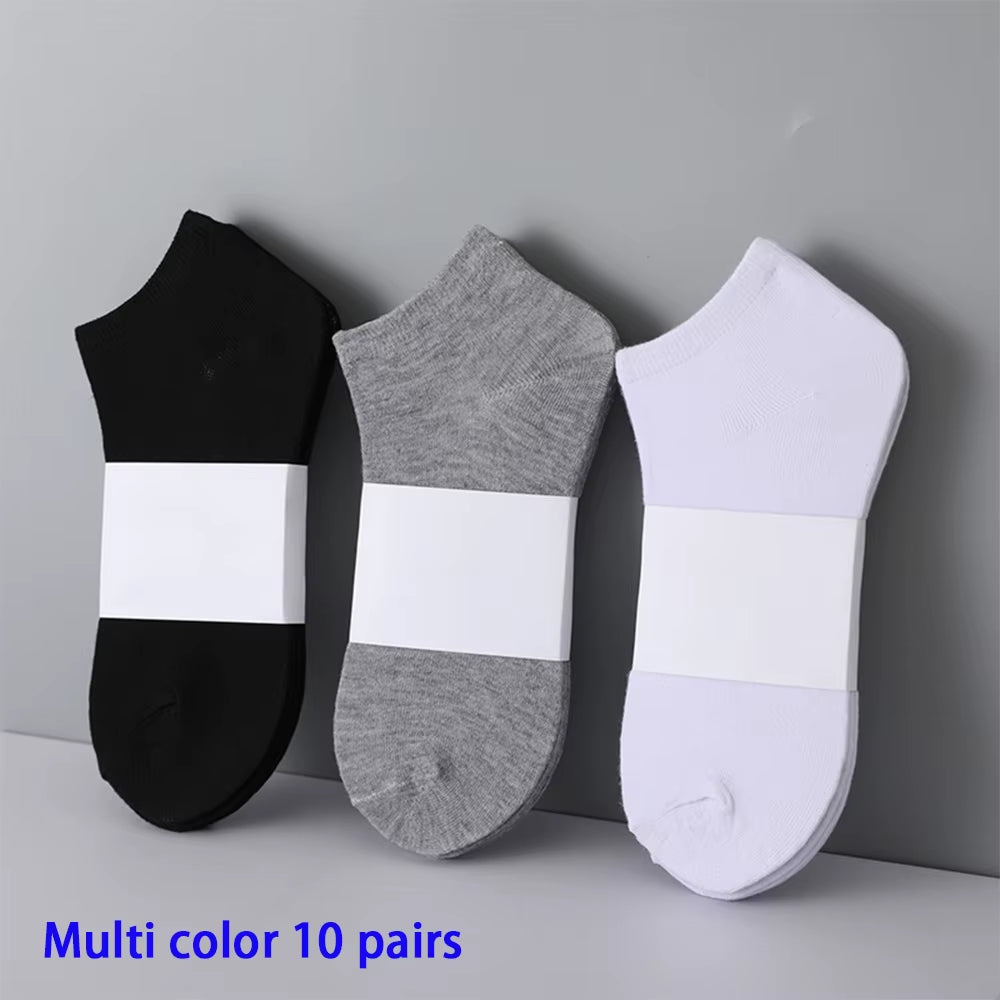 5/6/7/10 Pairs Women/Men Boat Socks Invisible Low Cut Silicone Non-Slip Summer No-Show Ankle Socks Solid Color Casual Breathable