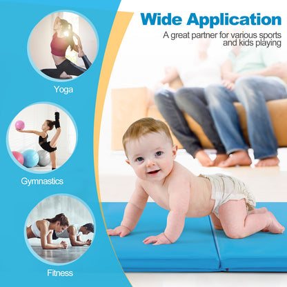 Tri-Fold Folding Exercise Mat with PU Leather Cover