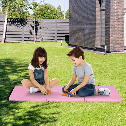 Tri-Fold Folding Exercise Mat with PU Leather Cover