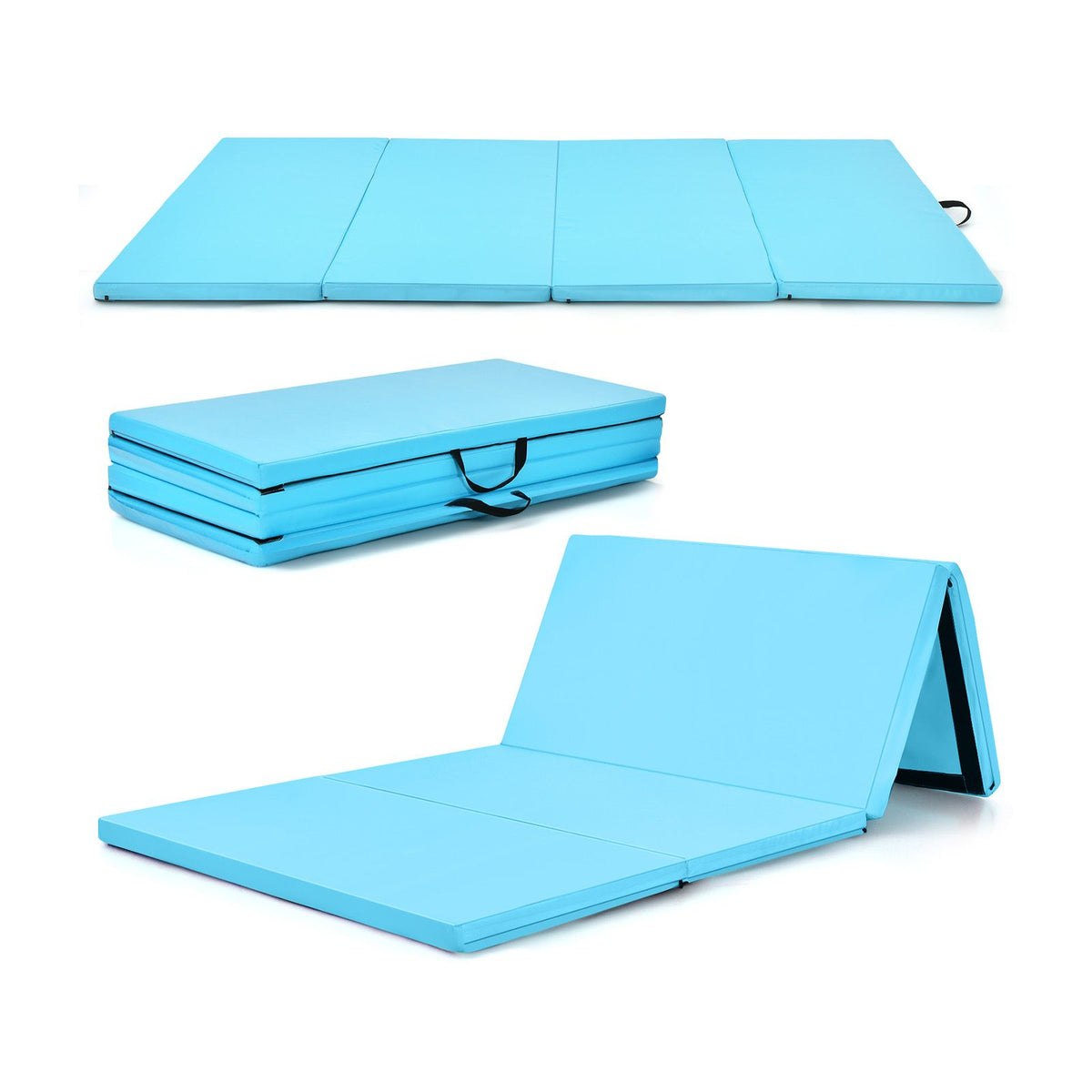 Folding Gymnastics Mat with Carry Handles Hook and Loop Fasteners