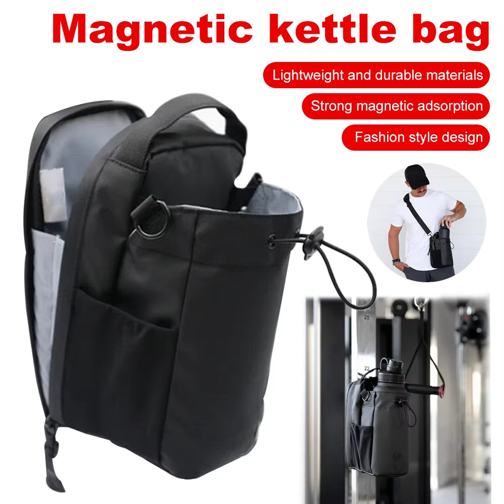 Magnetic Gym Bag Large Capacity Magnetic Carrier Bag with Phone Pocket Portable Gym Water Bottle Pouch Gym Accessories Organizer