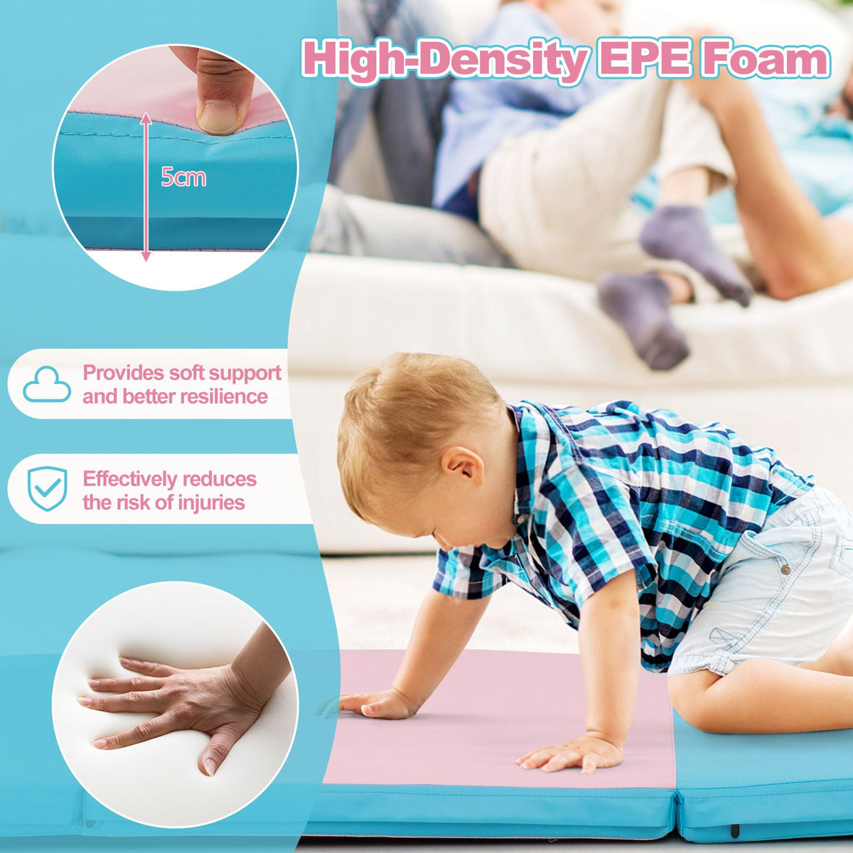 Folding Gymnastics Mat with Carry Handles Hook and Loop Fasteners
