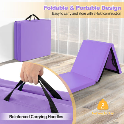 Tri-Fold Folding Exercise Mat with PU Leather Cover