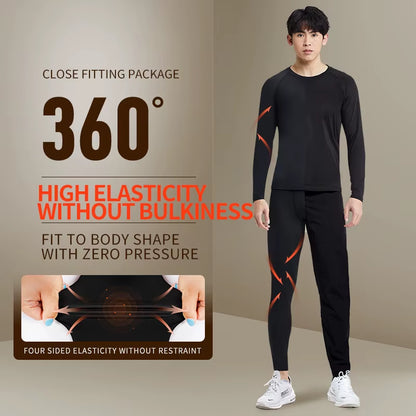 Warm Pants for Men with Plush and Thickened Autumn and Winter High Elasticity, Tight Fitting Sports Bottoms and Slim Fitting Pan