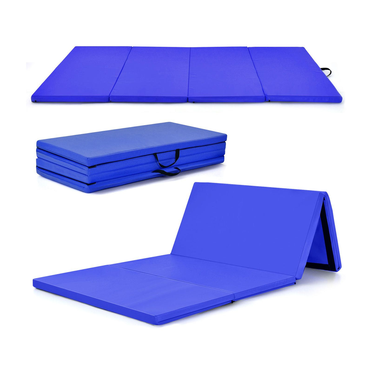 Folding Gymnastics Mat with Carry Handles Hook and Loop Fasteners