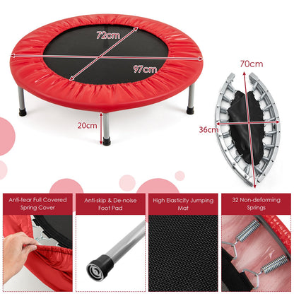 Foldable Mini Trampoline with Springs and Padded Cover