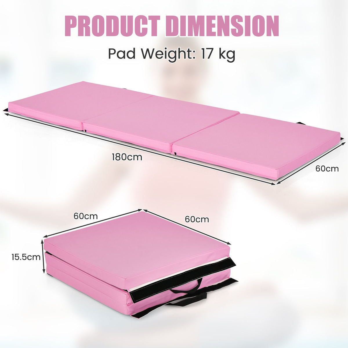 Tri-Fold Folding Exercise Mat with PU Leather Cover